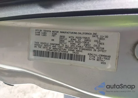 2001 Toyota Tacoma from USA, damaged, VIN 5TEWM72N71Z743868